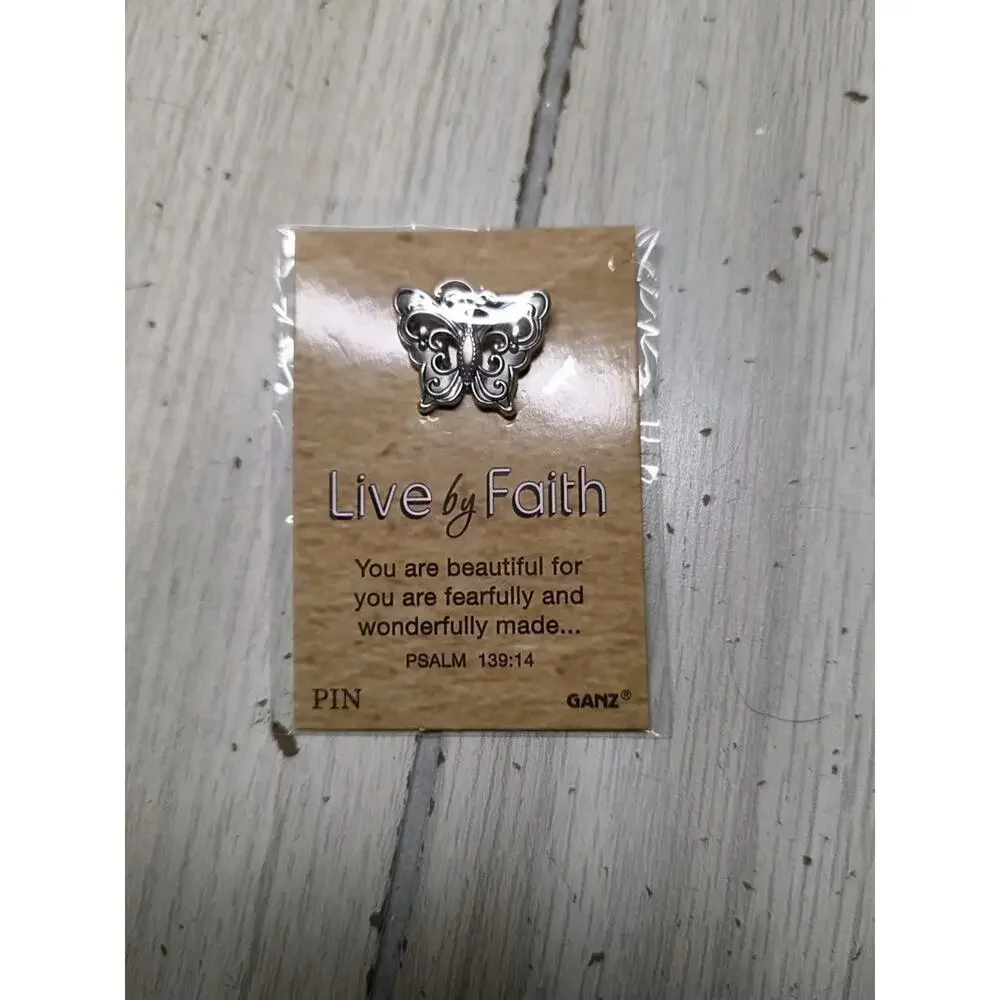 Ganz Live By Faith Butterfly You Are Beautiful Psalm 139:14 Lapel Hat Pin New